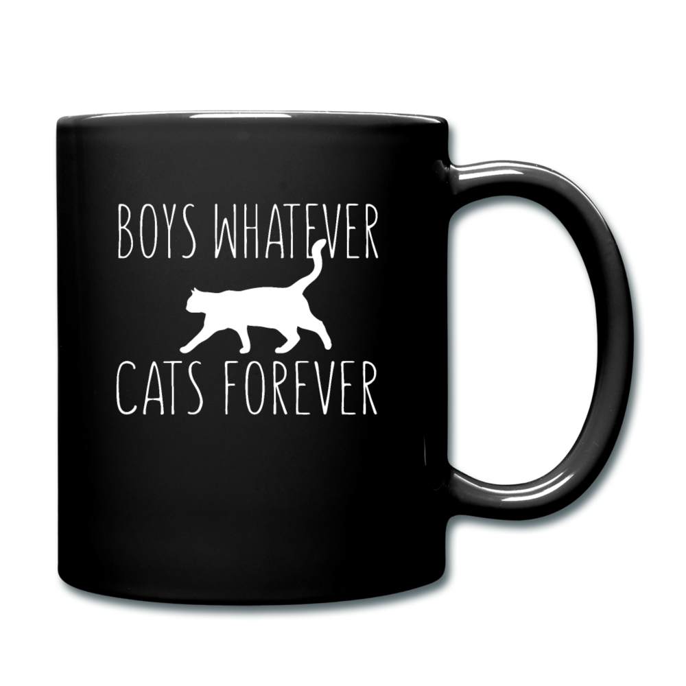 Boys Whatever, Cats Forever - White - Full Color Mug - black