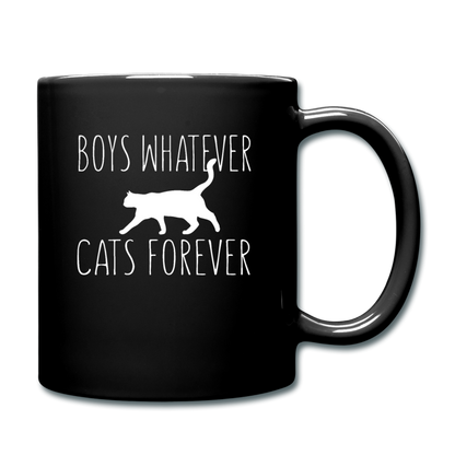 Boys Whatever, Cats Forever - White - Full Color Mug - black