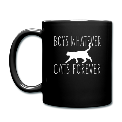 Boys Whatever, Cats Forever - White - Full Color Mug - black