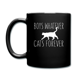 Boys Whatever, Cats Forever - White - Full Color Mug - black