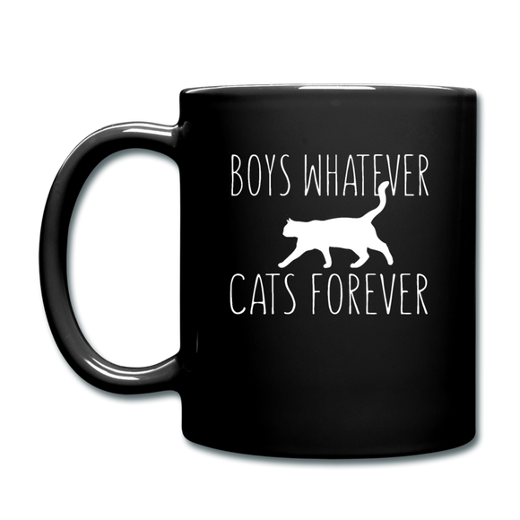 Boys Whatever, Cats Forever - White - Full Color Mug - black