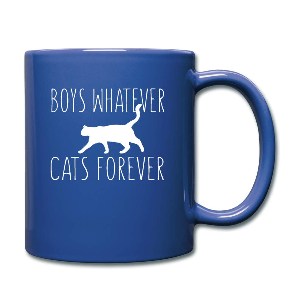 Boys Whatever, Cats Forever - White - Full Color Mug - royal blue