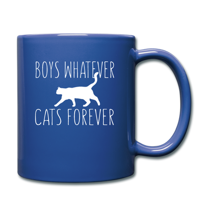 Boys Whatever, Cats Forever - White - Full Color Mug - royal blue