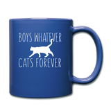 Boys Whatever, Cats Forever - White - Full Color Mug - royal blue