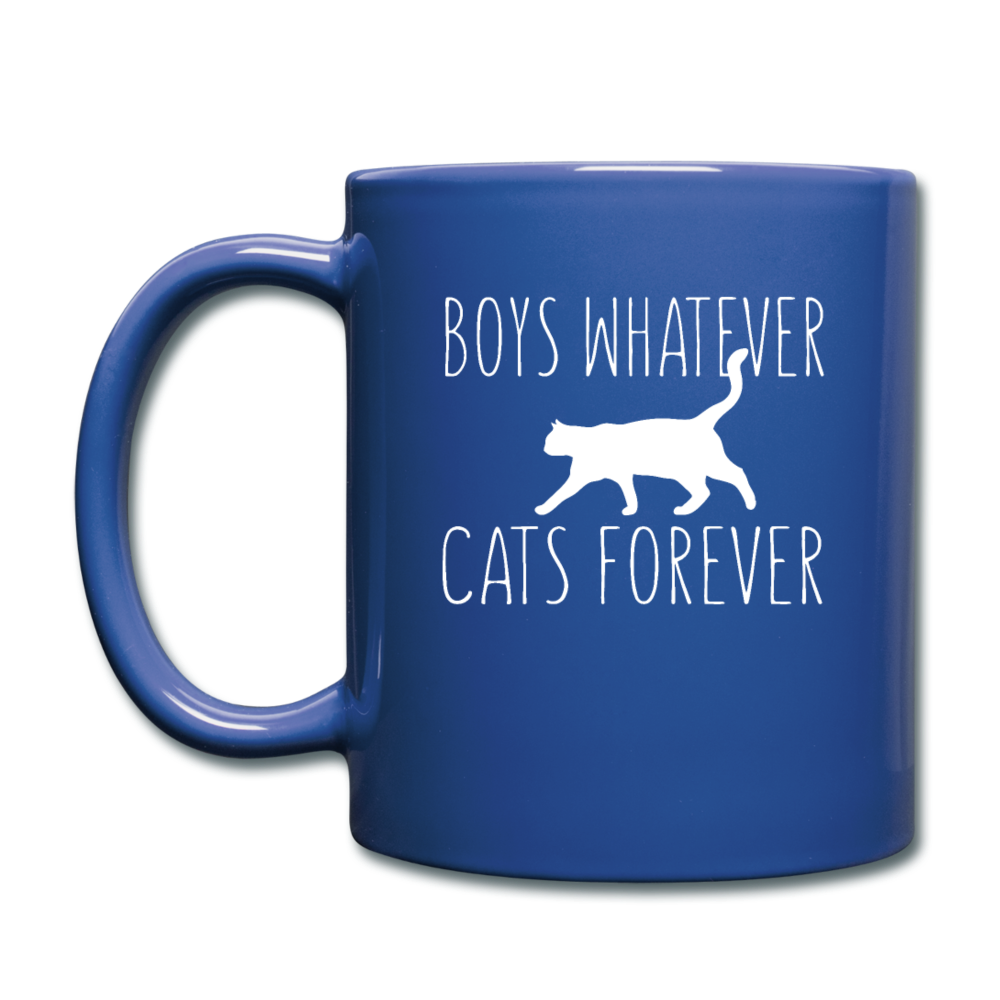 Boys Whatever, Cats Forever - White - Full Color Mug - royal blue