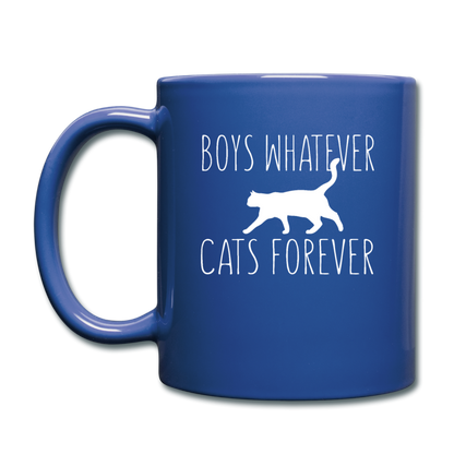 Boys Whatever, Cats Forever - White - Full Color Mug - royal blue