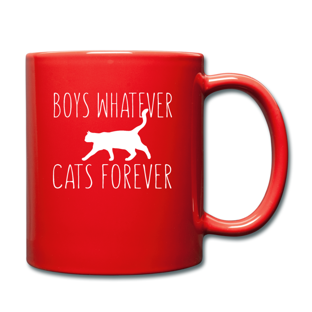 Boys Whatever, Cats Forever - White - Full Color Mug - red