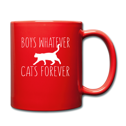 Boys Whatever, Cats Forever - White - Full Color Mug - red