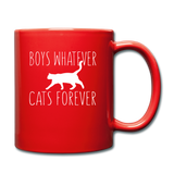 Boys Whatever, Cats Forever - White - Full Color Mug - red
