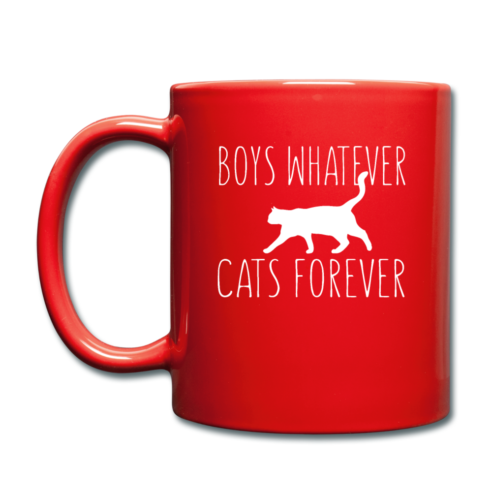 Boys Whatever, Cats Forever - White - Full Color Mug - red