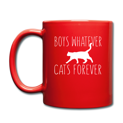 Boys Whatever, Cats Forever - White - Full Color Mug - red