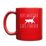 Boys Whatever, Cats Forever - White - Full Color Mug - red