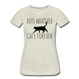 Boys Whatever, Cats Forever - Black - Women’s Premium T-Shirt - heather oatmeal