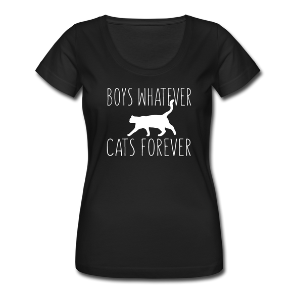 Boys Whatever, Cats Forever - White - Women's Scoop Neck T-Shirt - black