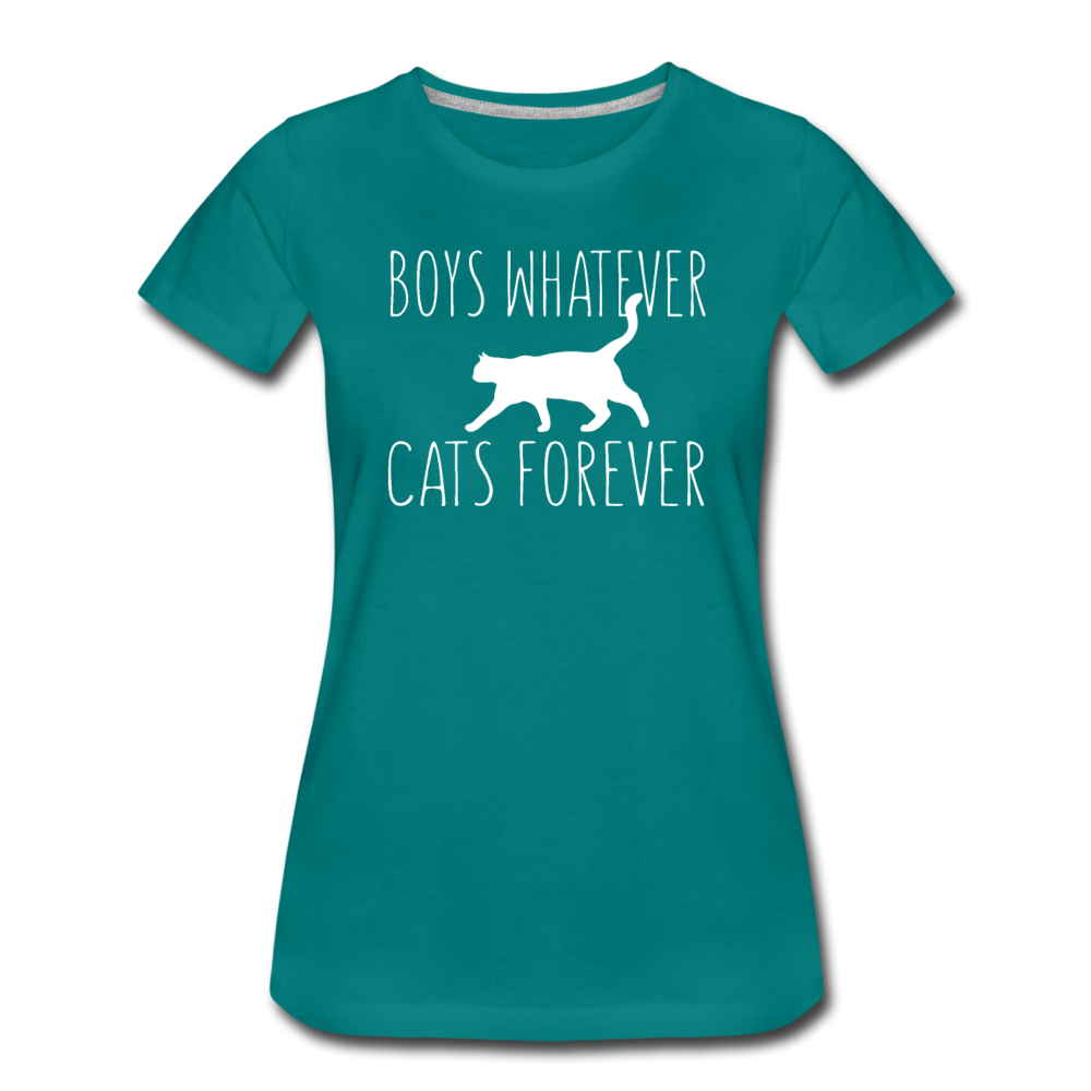 Boys Whatever, Cats Forever - White - Women’s Premium T-Shirt - teal