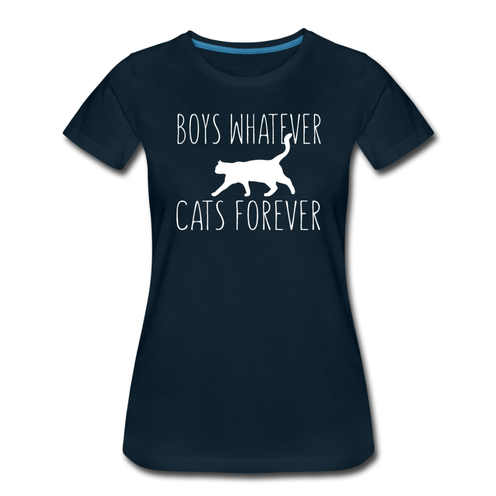 Boys Whatever, Cats Forever - White - Women’s Premium T-Shirt - deep navy