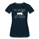 Boys Whatever, Cats Forever - White - Women’s Premium T-Shirt - deep navy