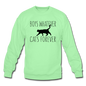 Boys Whatever, Cats Forever - Black - Crewneck Sweatshirt - lime