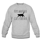 Boys Whatever, Cats Forever - Black - Crewneck Sweatshirt - heather gray