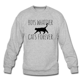 Boys Whatever, Cats Forever - Black - Crewneck Sweatshirt - heather gray