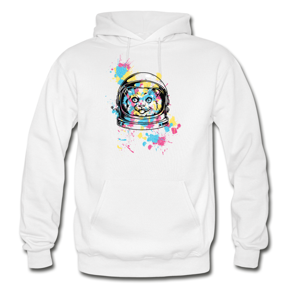 Cat Astronaut - Gildan Heavy Blend Adult Hoodie - white