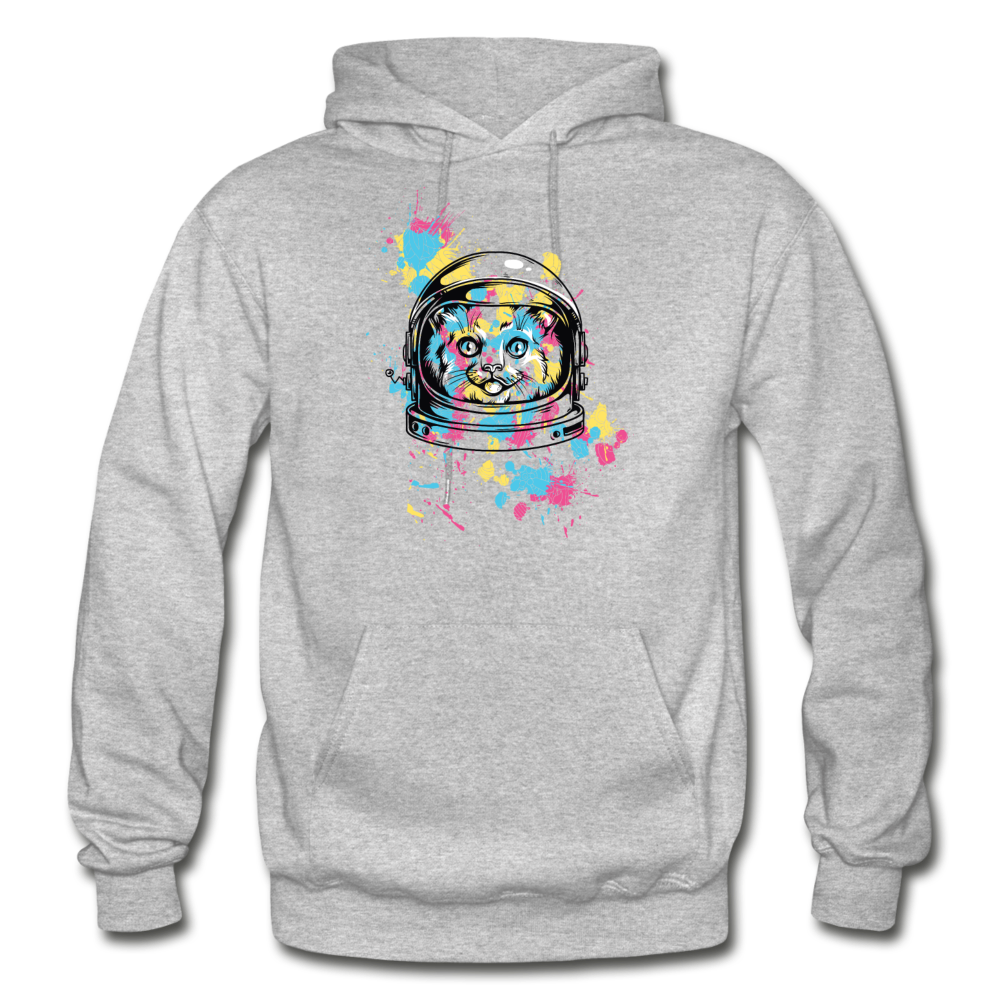 Cat Astronaut - Gildan Heavy Blend Adult Hoodie - heather gray