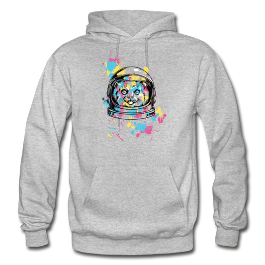 Cat Astronaut - Gildan Heavy Blend Adult Hoodie - heather gray