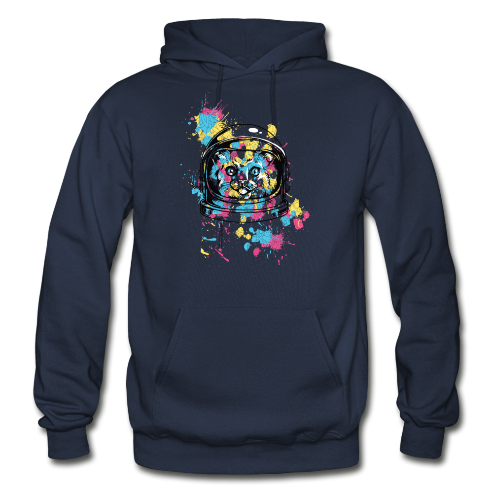 Cat Astronaut - Gildan Heavy Blend Adult Hoodie - navy