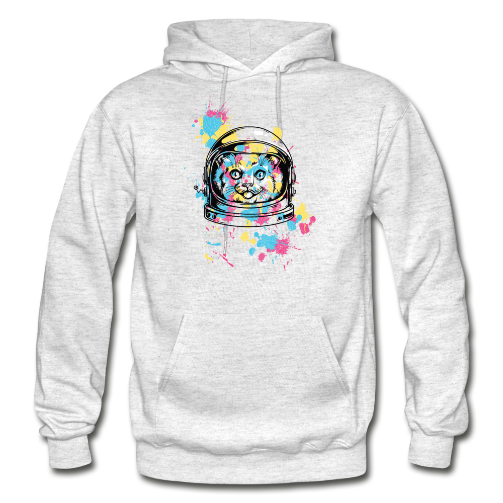 Cat Astronaut - Gildan Heavy Blend Adult Hoodie - light heather gray