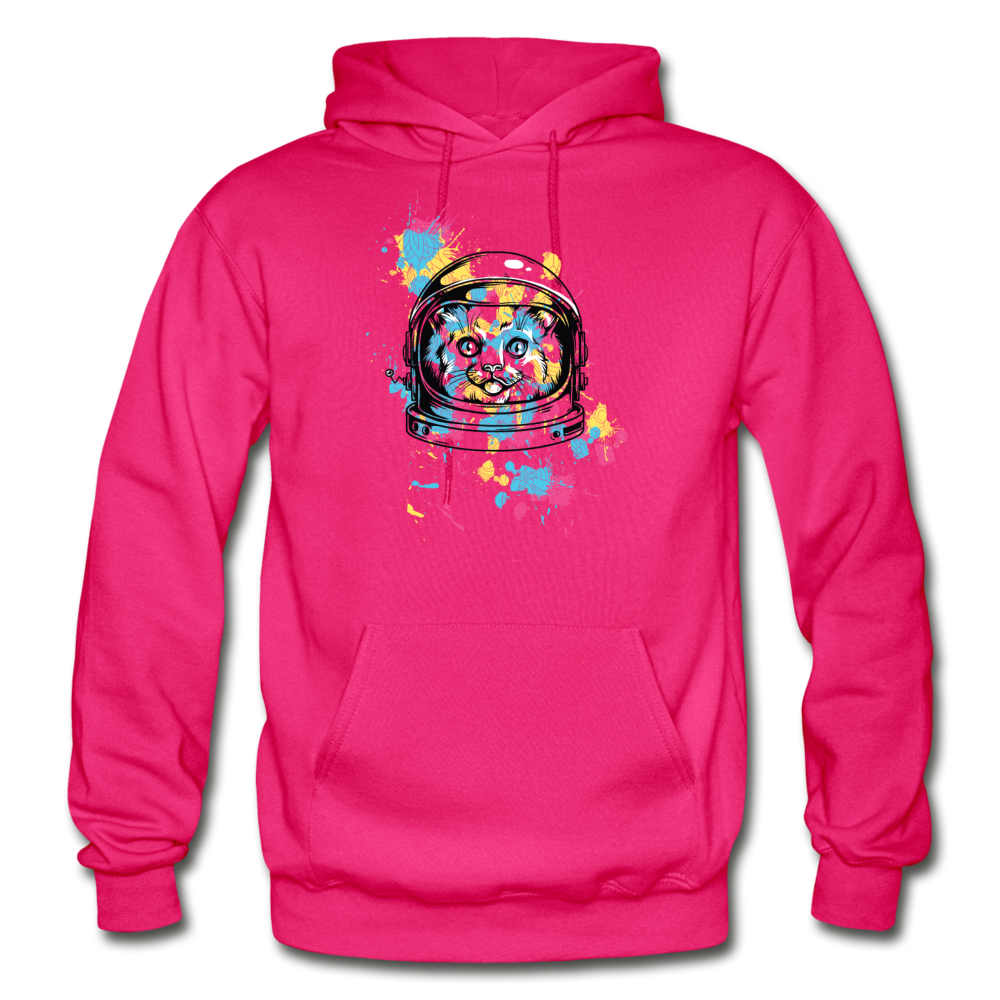 Cat Astronaut - Gildan Heavy Blend Adult Hoodie - fuchsia