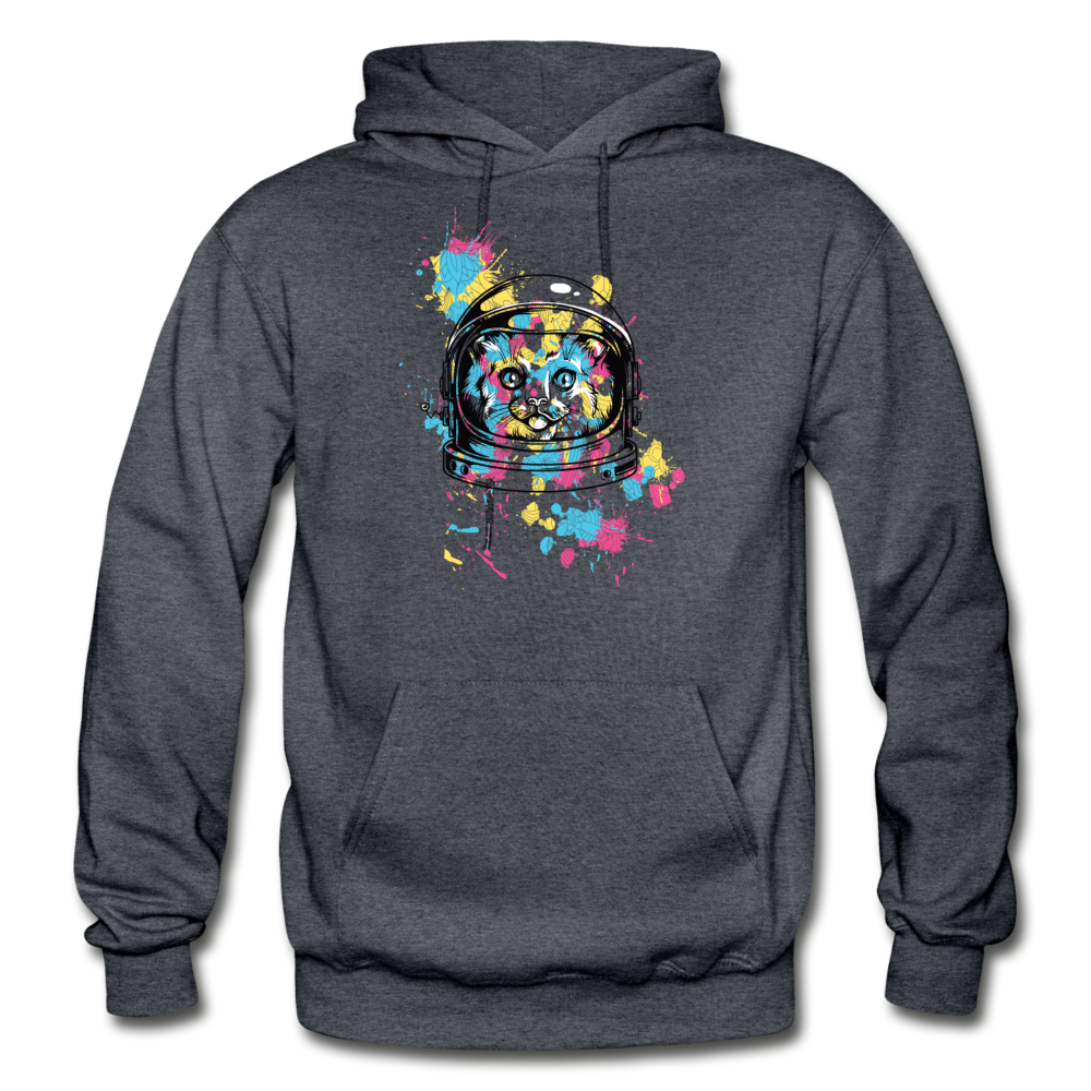 Cat Astronaut - Gildan Heavy Blend Adult Hoodie - charcoal gray