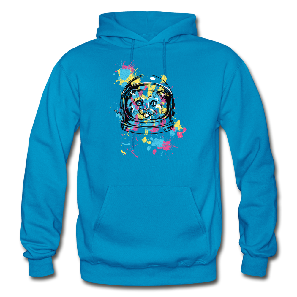 Cat Astronaut - Gildan Heavy Blend Adult Hoodie - turquoise