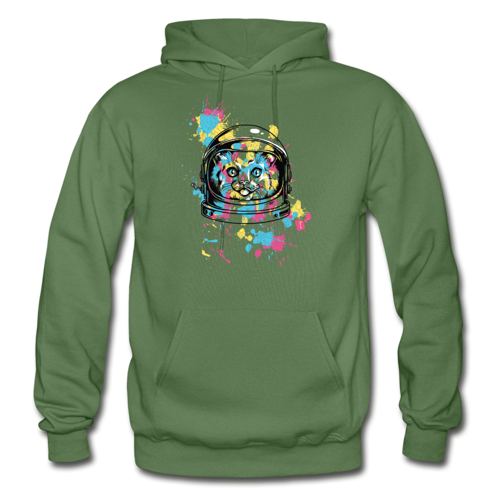 Cat Astronaut - Gildan Heavy Blend Adult Hoodie - military green