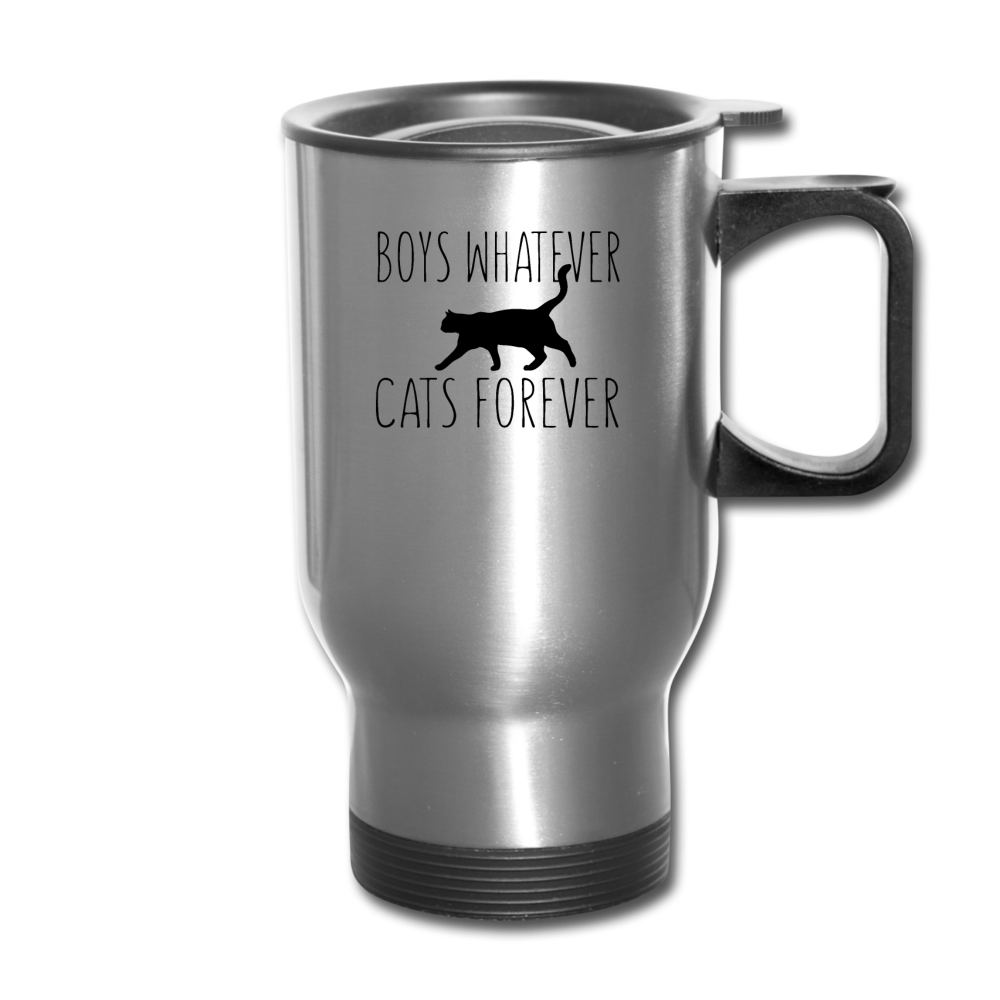 Boys Whatever, Cats Forever - Black - Travel Mug - silver