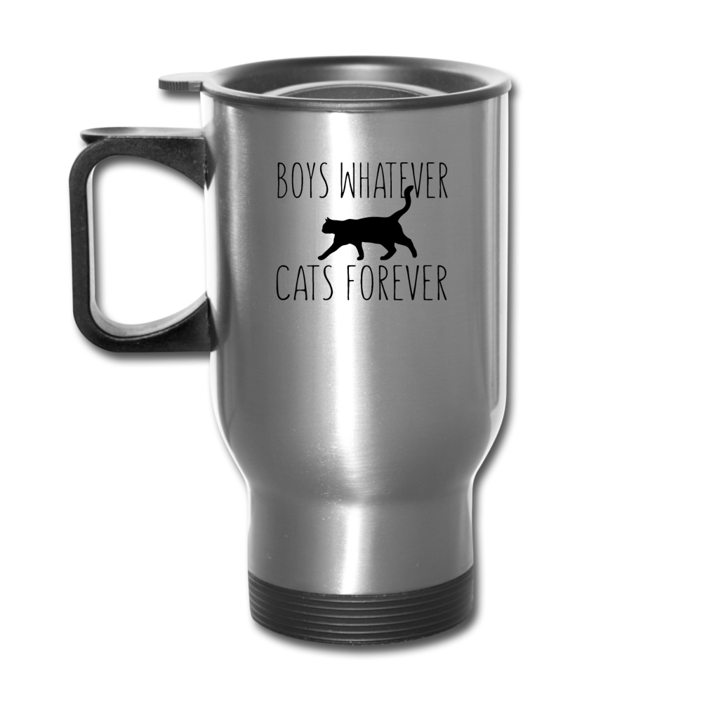 Boys Whatever, Cats Forever - Black - Travel Mug - silver