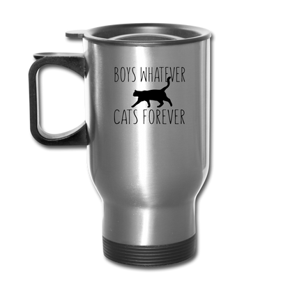 Boys Whatever, Cats Forever - Black - Travel Mug - silver