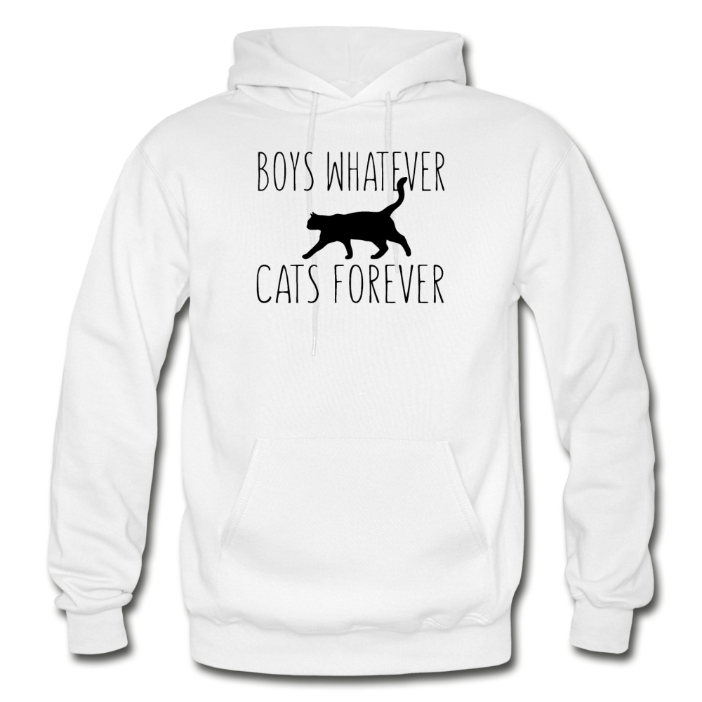 Boys Whatever, Cats Forever - Black - Gildan Heavy Blend Adult Hoodie - white