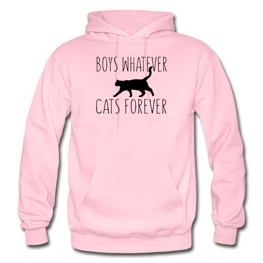 Boys Whatever, Cats Forever - Black - Gildan Heavy Blend Adult Hoodie - light pink