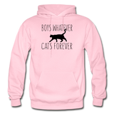 Boys Whatever, Cats Forever - Black - Gildan Heavy Blend Adult Hoodie - light pink