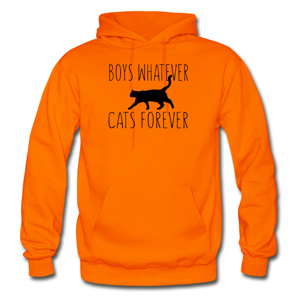 Boys Whatever, Cats Forever - Black - Gildan Heavy Blend Adult Hoodie - orange