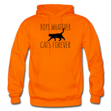 Boys Whatever, Cats Forever - Black - Gildan Heavy Blend Adult Hoodie - orange