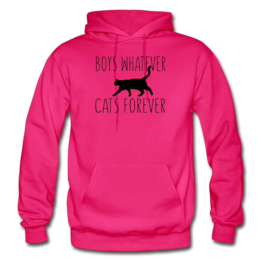 Boys Whatever, Cats Forever - Black - Gildan Heavy Blend Adult Hoodie - fuchsia