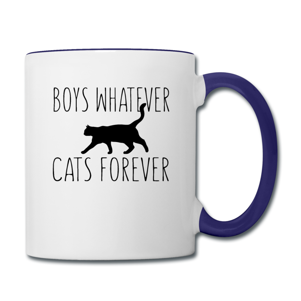 Boys Whatever, Cats Forever - Black - Contrast Coffee Mug - white/cobalt blue