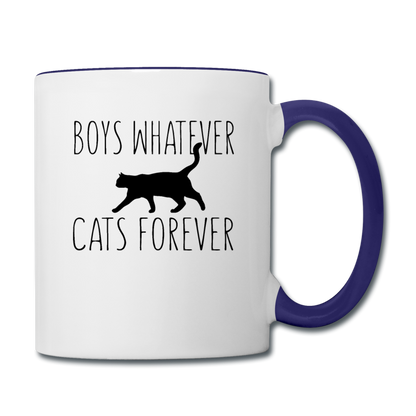 Boys Whatever, Cats Forever - Black - Contrast Coffee Mug - white/cobalt blue