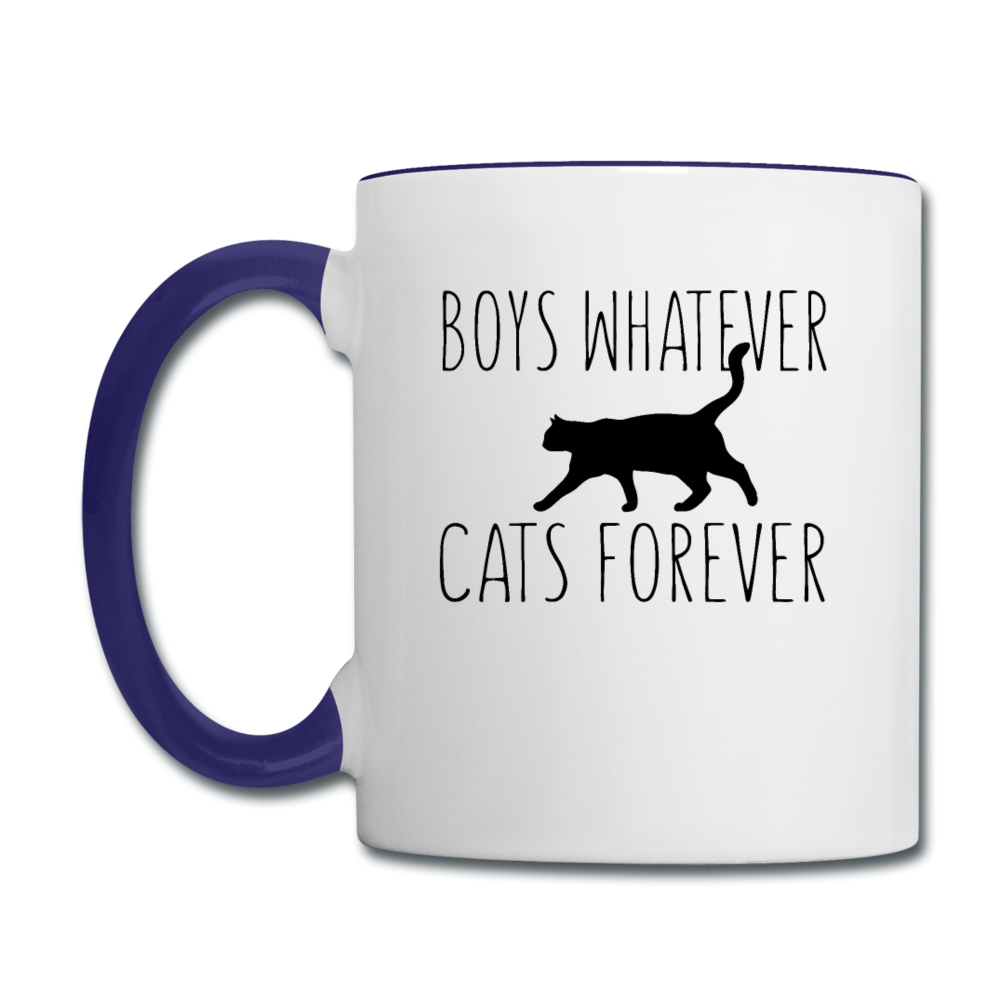 Boys Whatever, Cats Forever - Black - Contrast Coffee Mug - white/cobalt blue