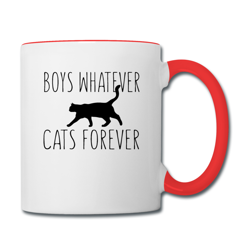 Boys Whatever, Cats Forever - Black - Contrast Coffee Mug - white/red