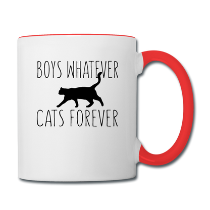 Boys Whatever, Cats Forever - Black - Contrast Coffee Mug - white/red