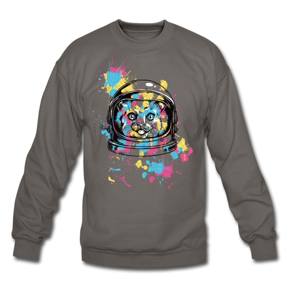 Cat Astronaut - Crewneck Sweatshirt - asphalt gray