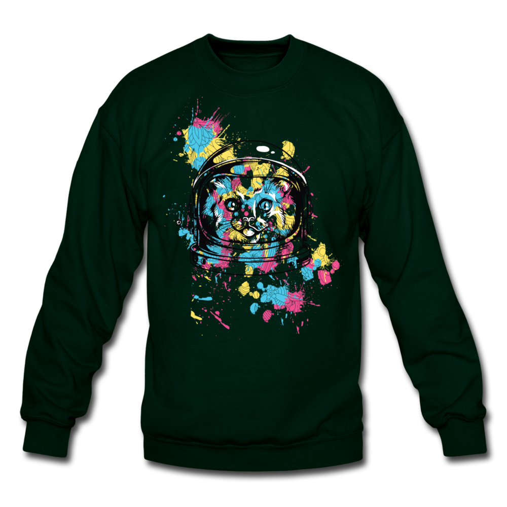 Cat Astronaut - Crewneck Sweatshirt - forest green