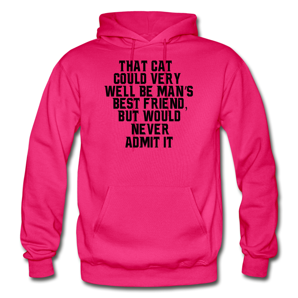 Cat - Best Friend - Black - Gildan Heavy Blend Adult Hoodie - fuchsia